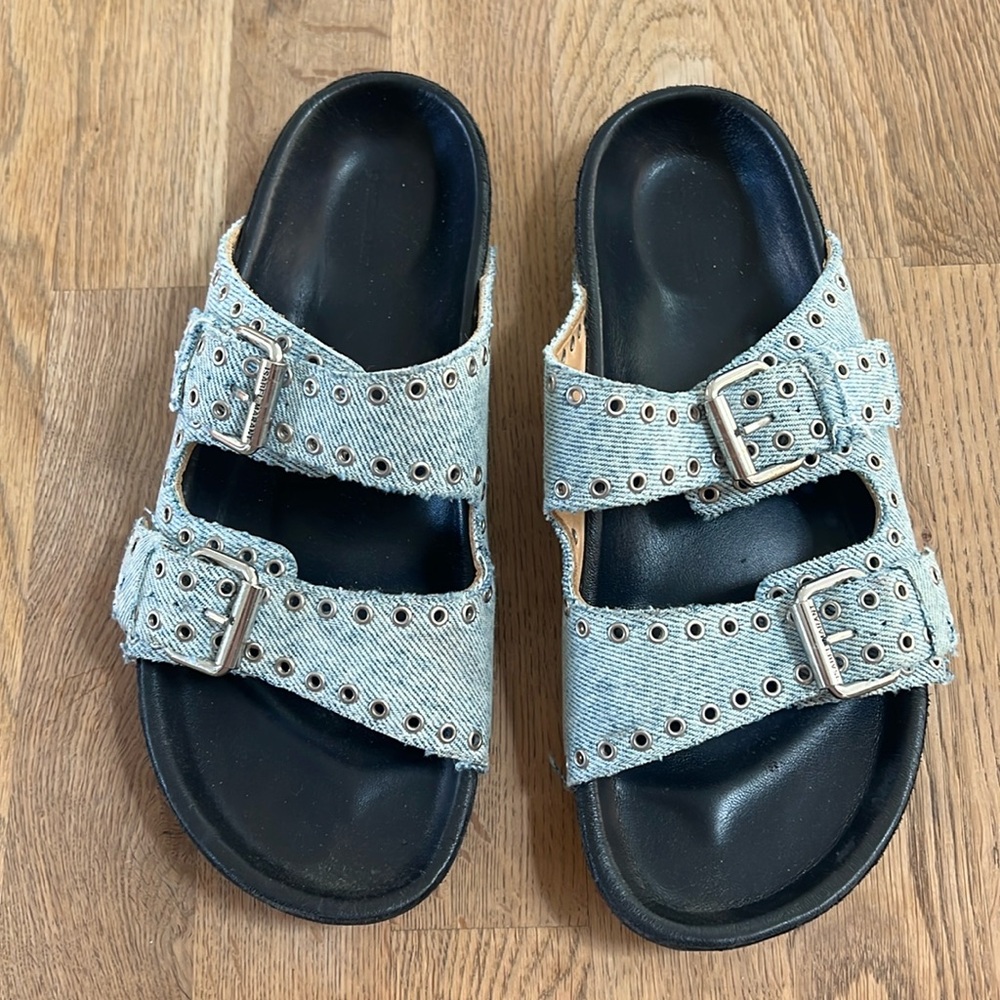 Isabel Marant Lennyo Grommet Denim Slides